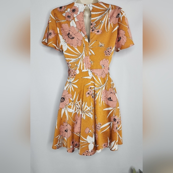 Express Orange Floral Mini Summer Dress - Picture 3 of 8